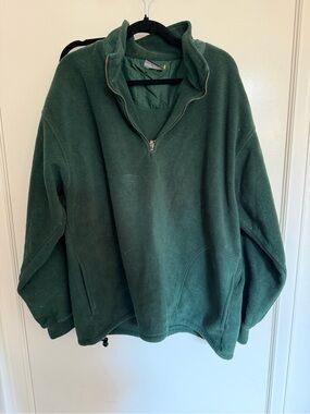 Men's Forest Green Quarter-Zip Fleece Pullover